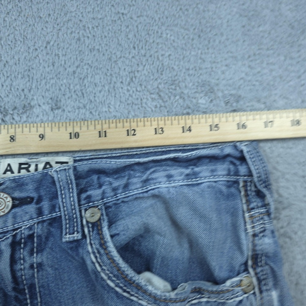 Ariat M4 Coltrane Jeans Mens 32x32 Light Blue Wash Bootcut Distressed - Picture 12 of 16